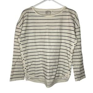 Anthro Postage Stamp Striped Long Sleeve Shirt Size S